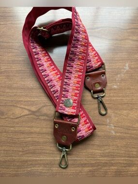 Woven Red & Pink Adjustable Strap with Leather Accents